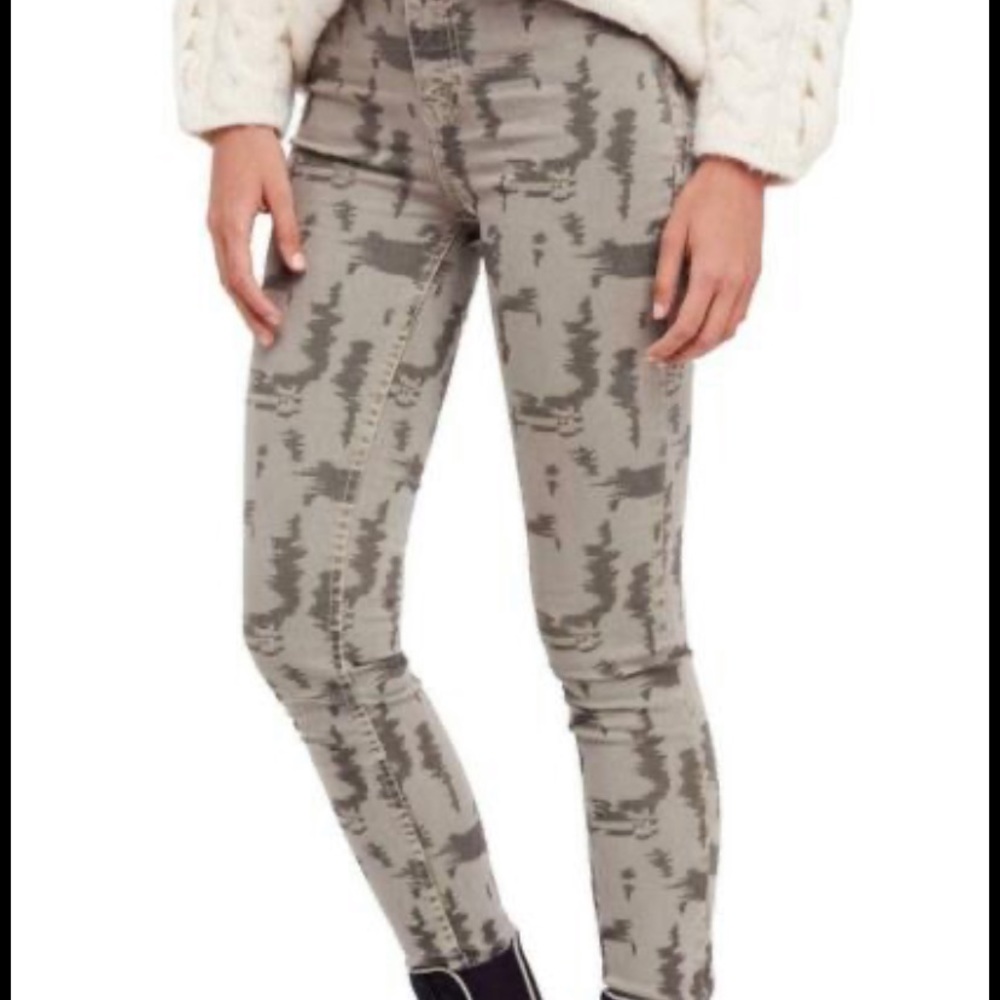 Free People camo textured skinny jeans